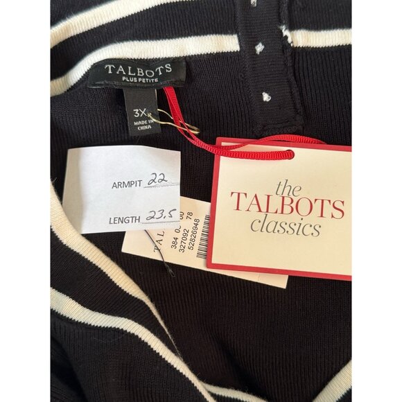 Talbots Women’s 3X Petite Boatneck Sweater Black 3/4 Sleeves Minimalist Chic - Picture 2 of 8